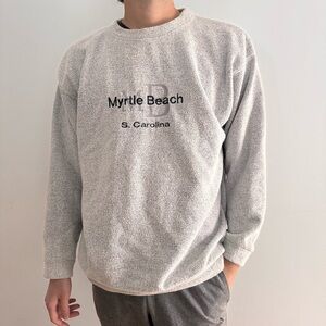 VINTAGE EXIST SPORTS LINE WHITE & GREY MYRTLE BEACH SWEATER - XL